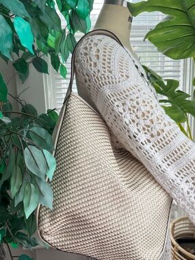 Coach Cream Woven Shoulder Hobo Bag